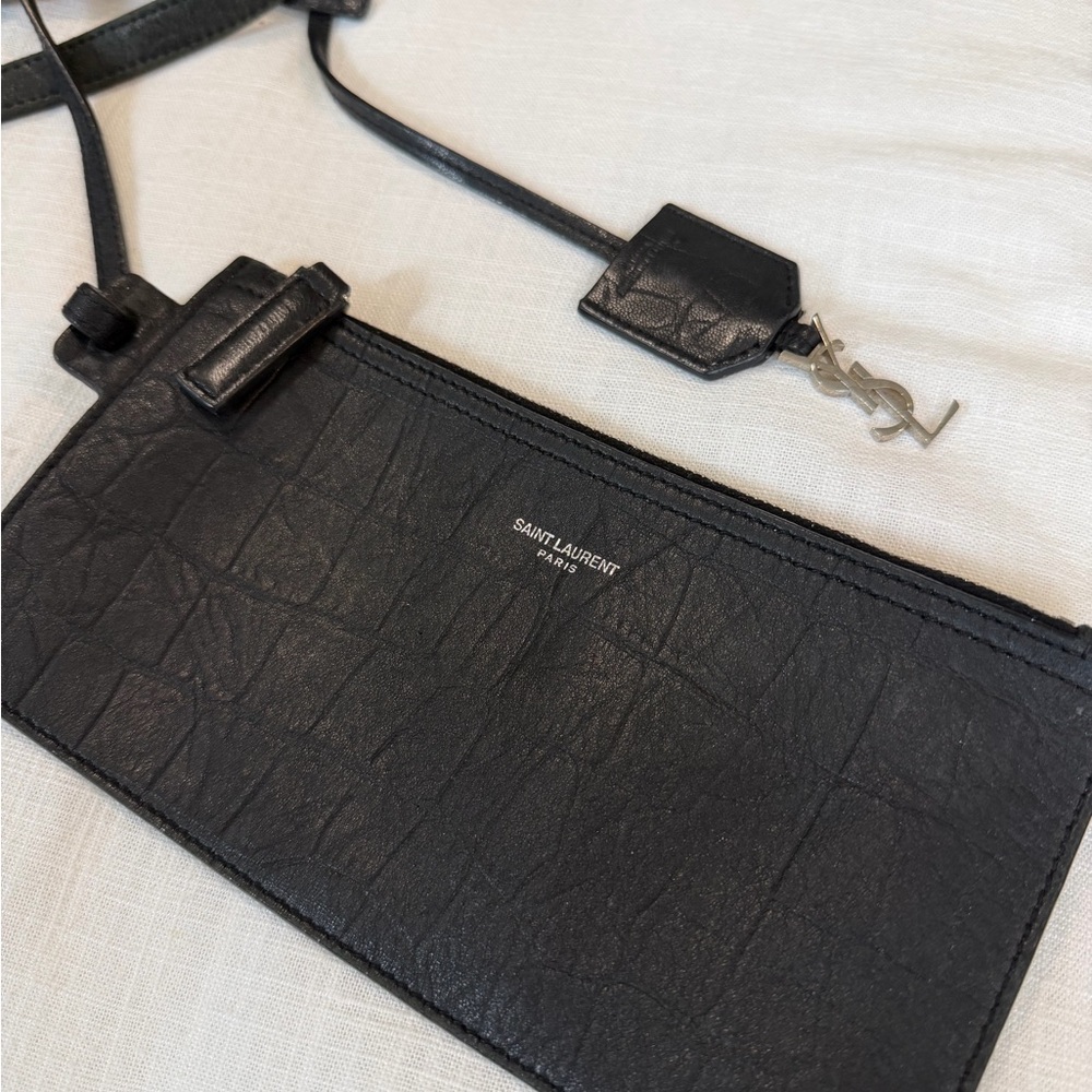 Saint Laurent Black Croc-Patterned Tote - Picture 3 of 3